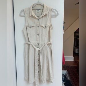 Velvet Heart Cream Buttoned Tie Front Denim Mini Dress